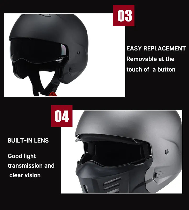 Retro Locomotive Full Face Motorcycle Helmet