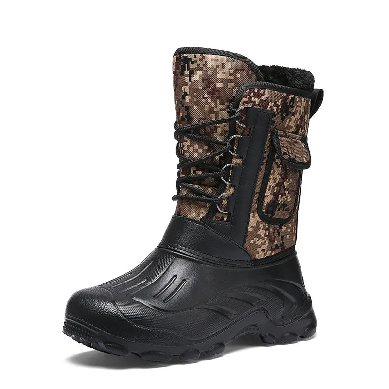 Winter Camouflage Snow Men's Waterproof Motorcycle Boots
