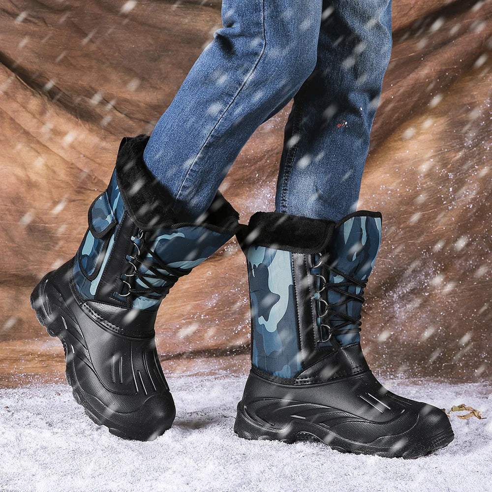 Winter Camouflage Snow Men's Waterproof Motorcycle Boots