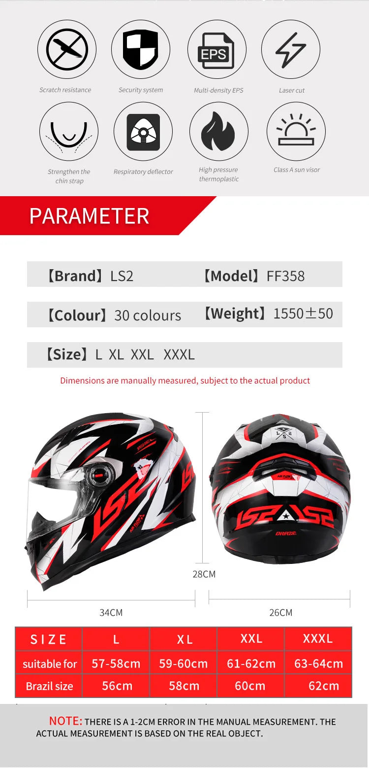 LS2 ECE Certified Full Face Motorcycle Helmet