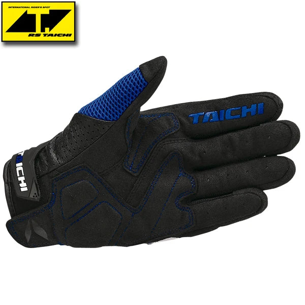 Racing Blue Leather Gloves
