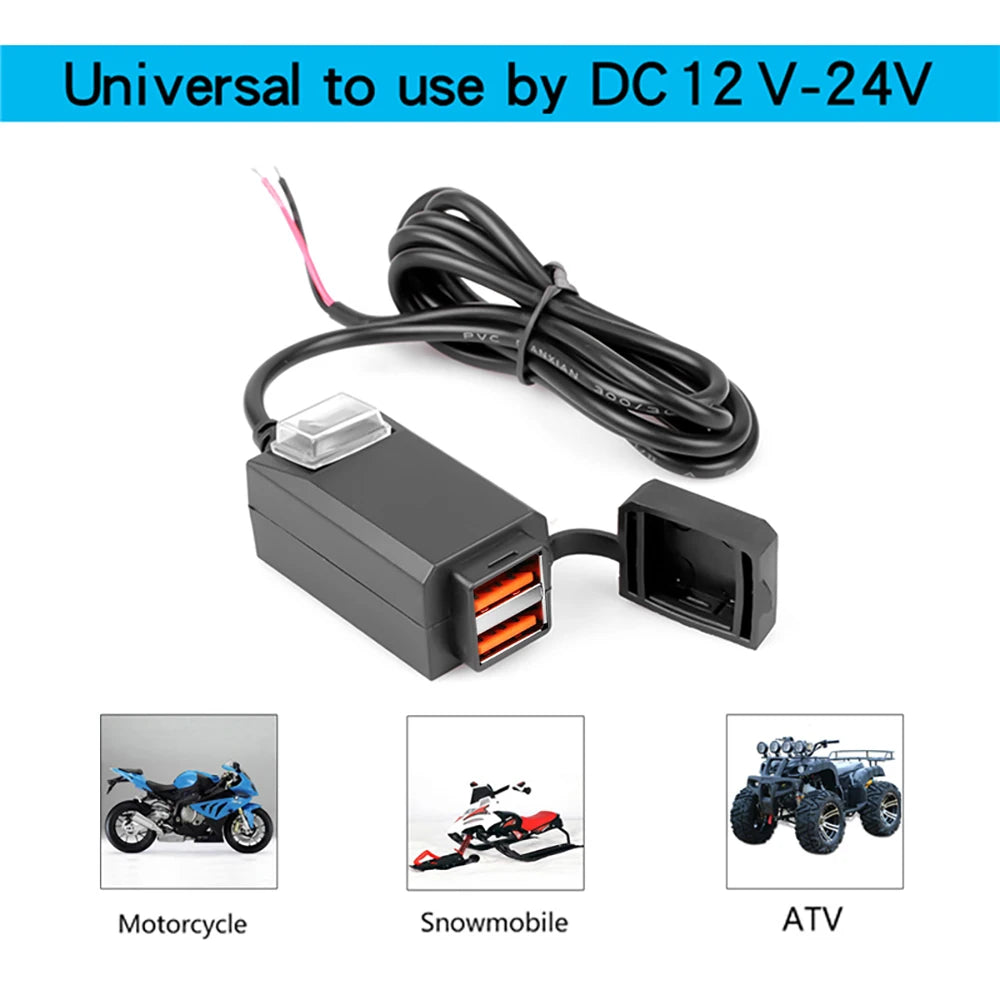 Waterproof Motorcycle USB Charger QC3.0 Handlebar Adapter
