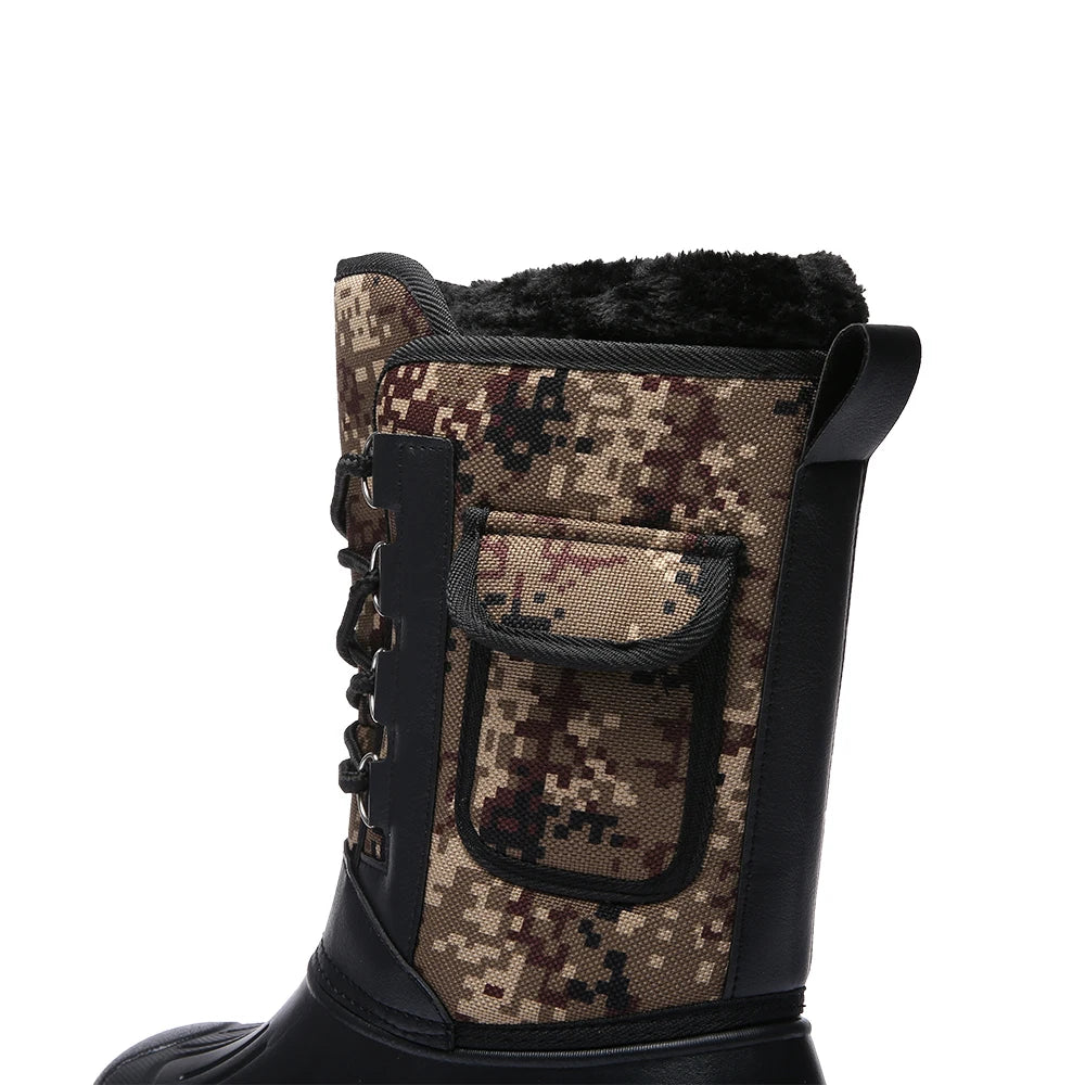 Winter Camouflage Snow Men's Waterproof Motorcycle Boots
