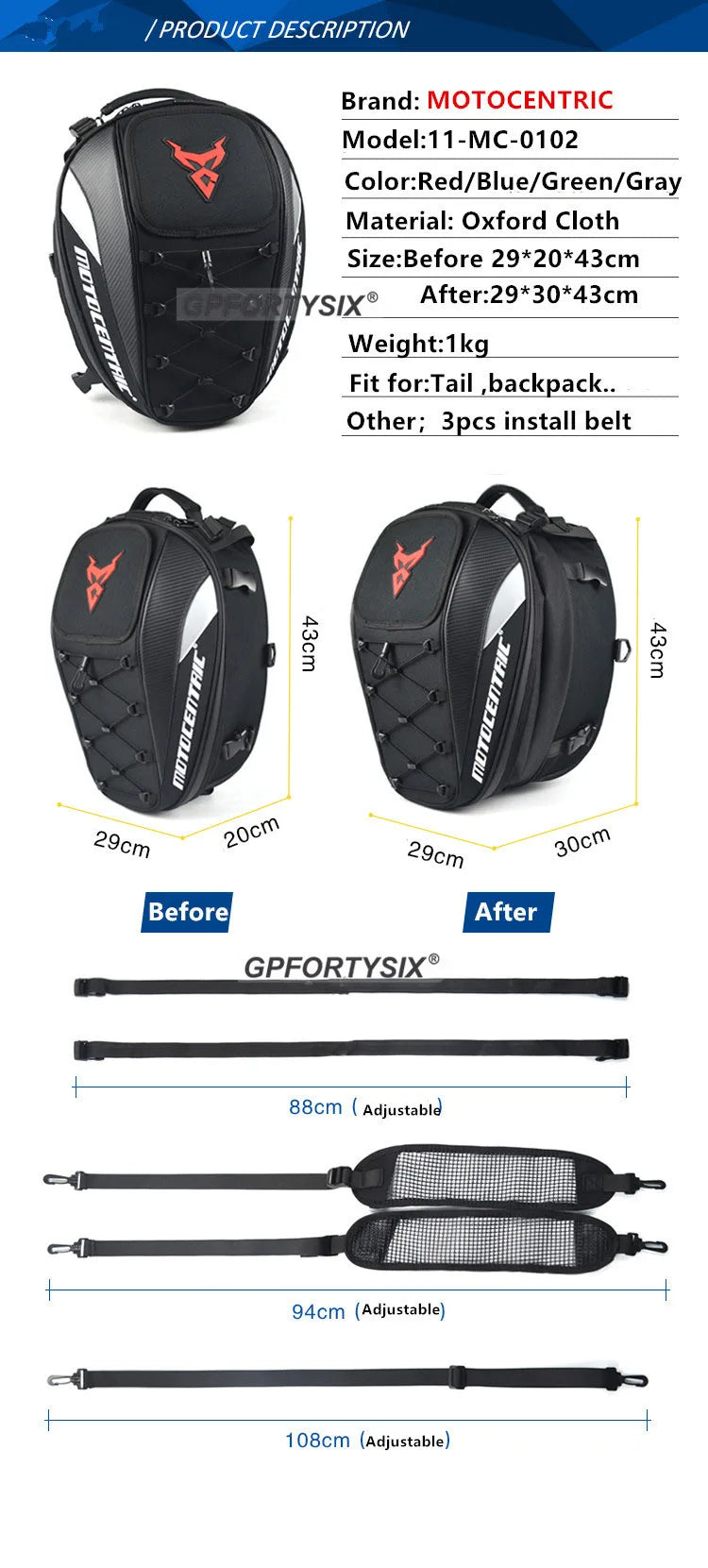 Waterproof Motorcycle Tail Bag & Backpack
