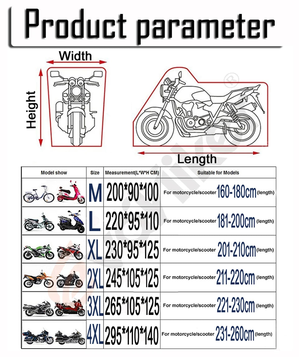 Motorcycle Waterproof UV Protector Cover - 15 Color Options