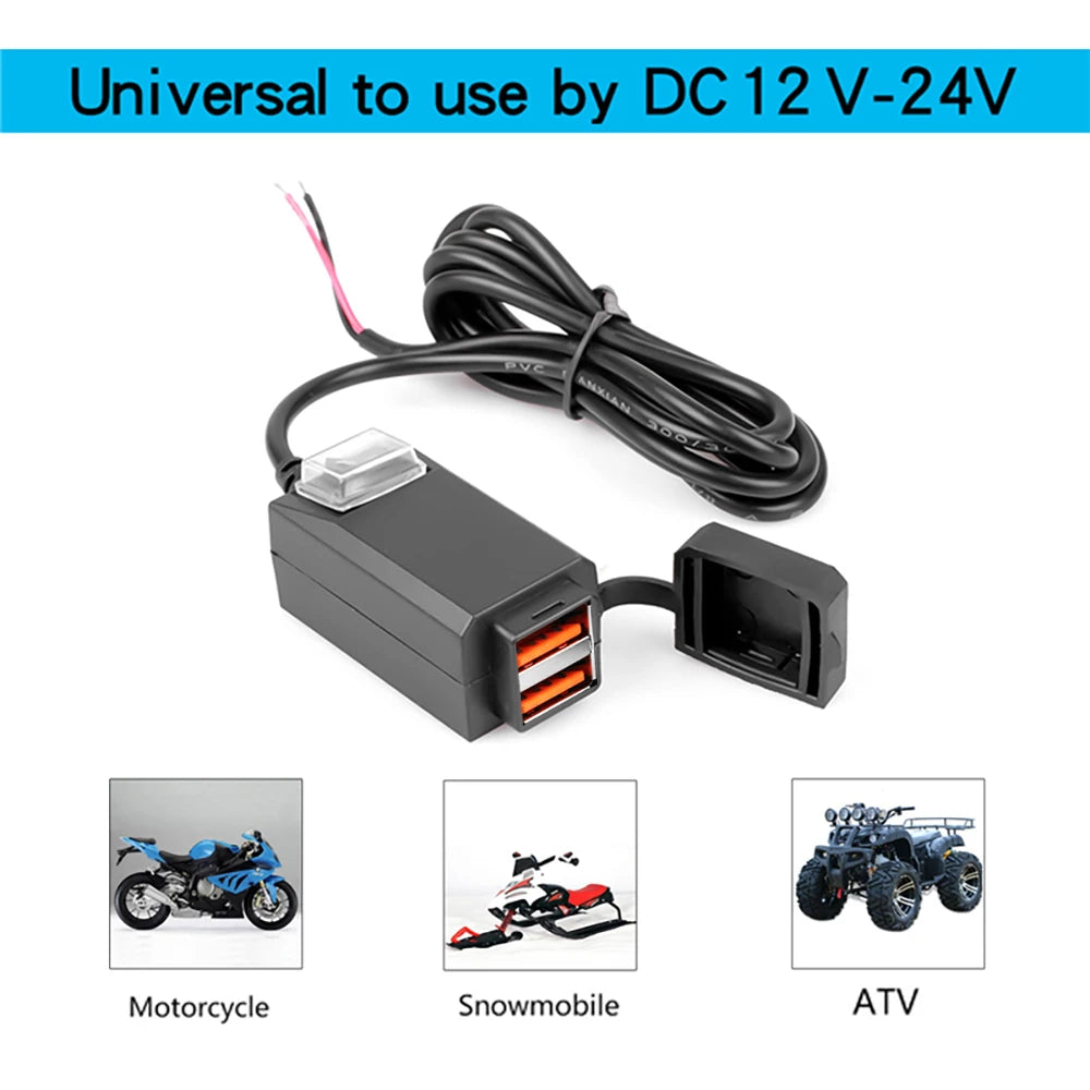 Waterproof Motorcycle USB Charger QC3.0 Handlebar Adapter