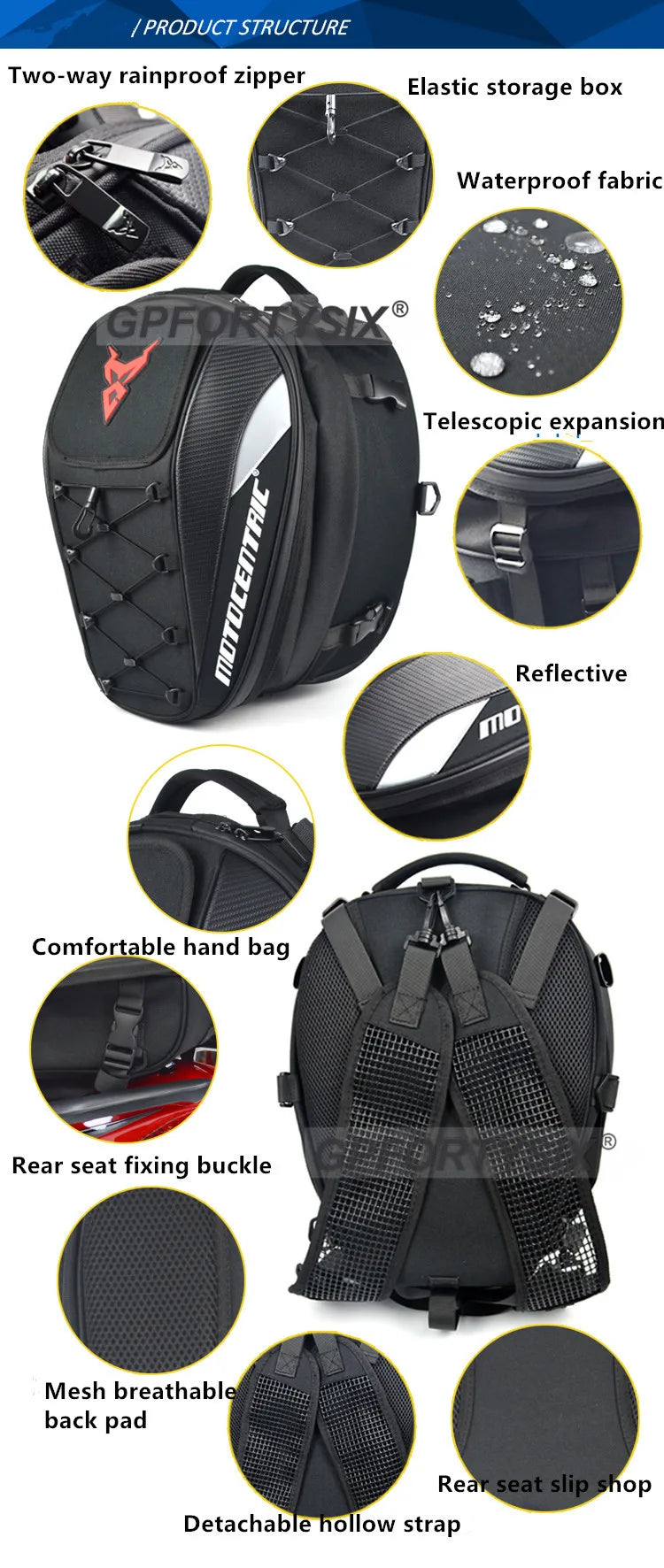 Waterproof Motorcycle Tail Bag & Backpack