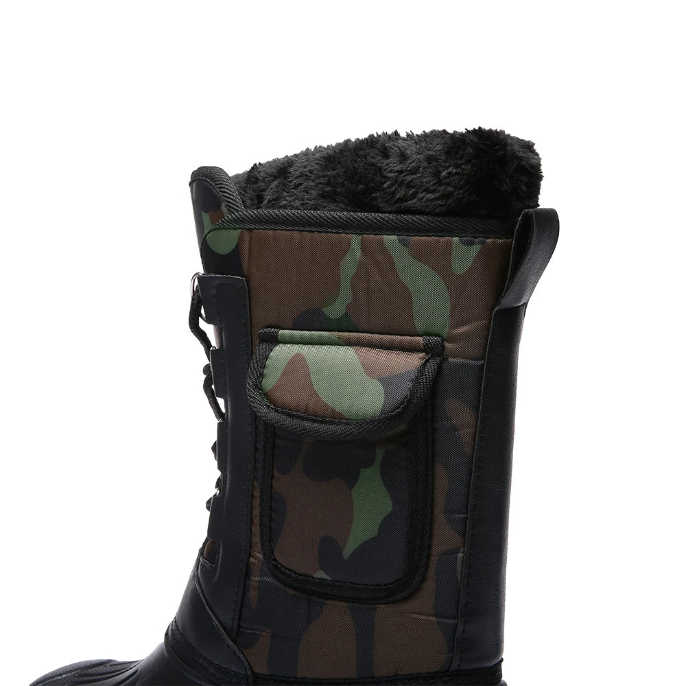 Winter Camouflage Snow Men's Waterproof Motorcycle Boots