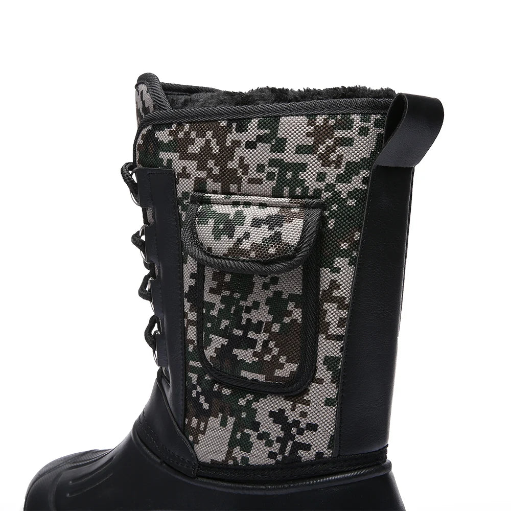 Winter Camouflage Snow Men's Waterproof Motorcycle Boots