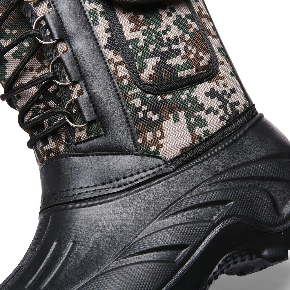 Winter Camouflage Snow Men's Waterproof Motorcycle Boots