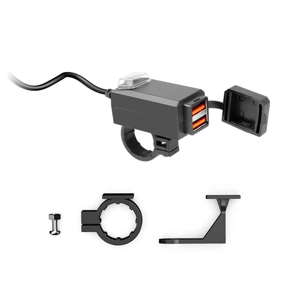 Waterproof Motorcycle USB Charger QC3.0 Handlebar Adapter