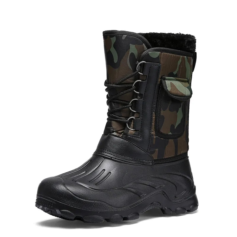 Winter Camouflage Snow Men's Waterproof Motorcycle Boots