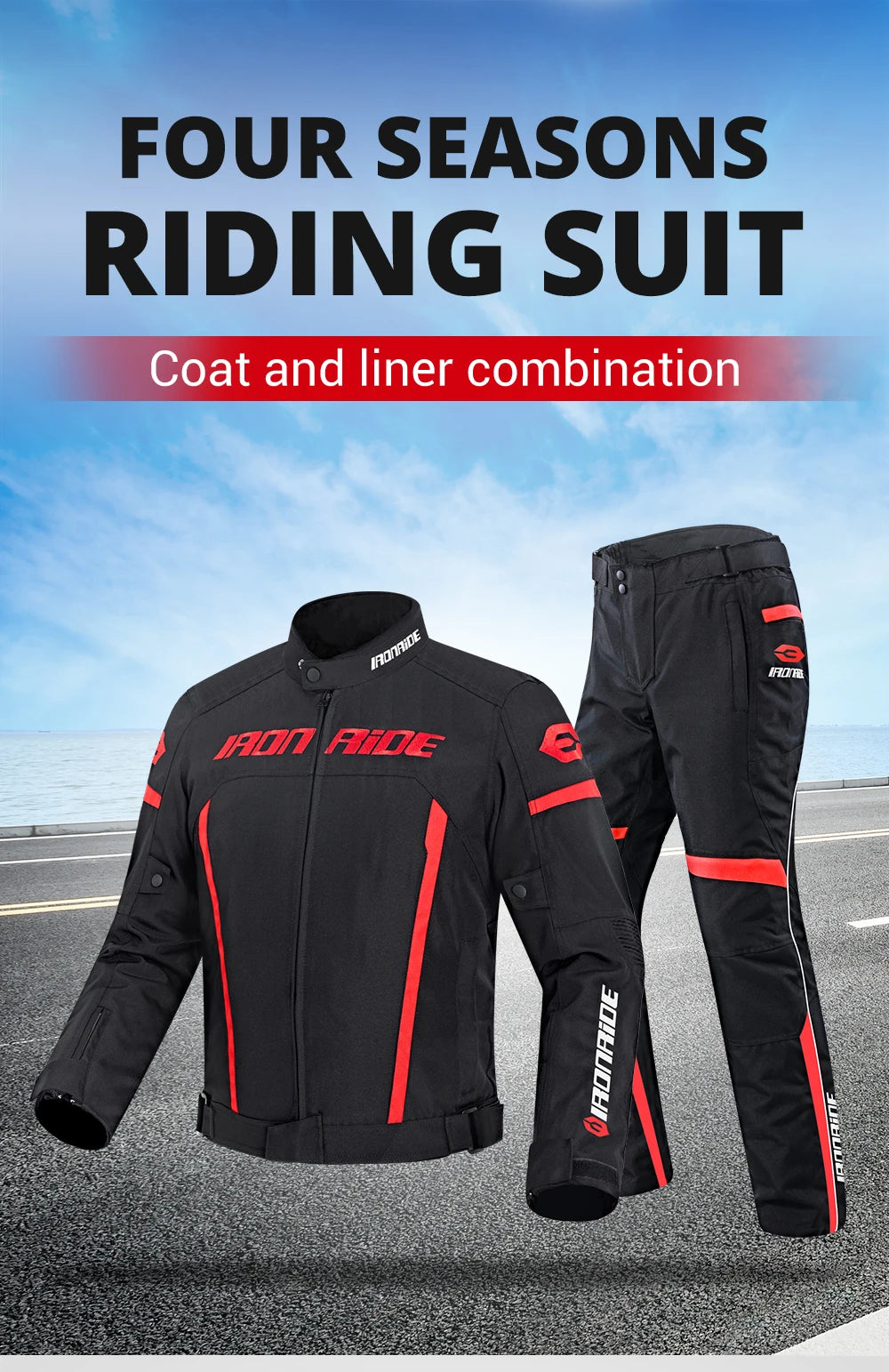 Waterproof Motorcycle Jacket & Pants Suit with Armor