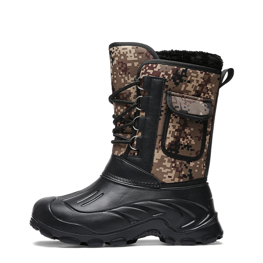 Winter Camouflage Snow Men's Waterproof Motorcycle Boots