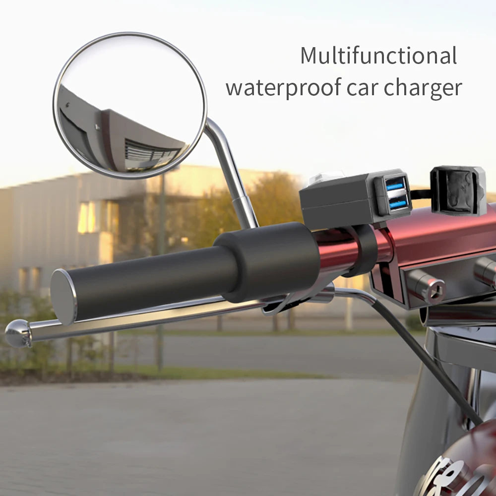 Waterproof Motorcycle USB Charger QC3.0 Handlebar Adapter