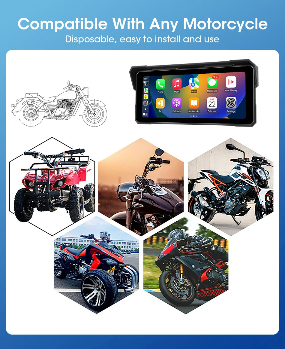 Jansite 8.1" Waterproof Motorcycle Monitor