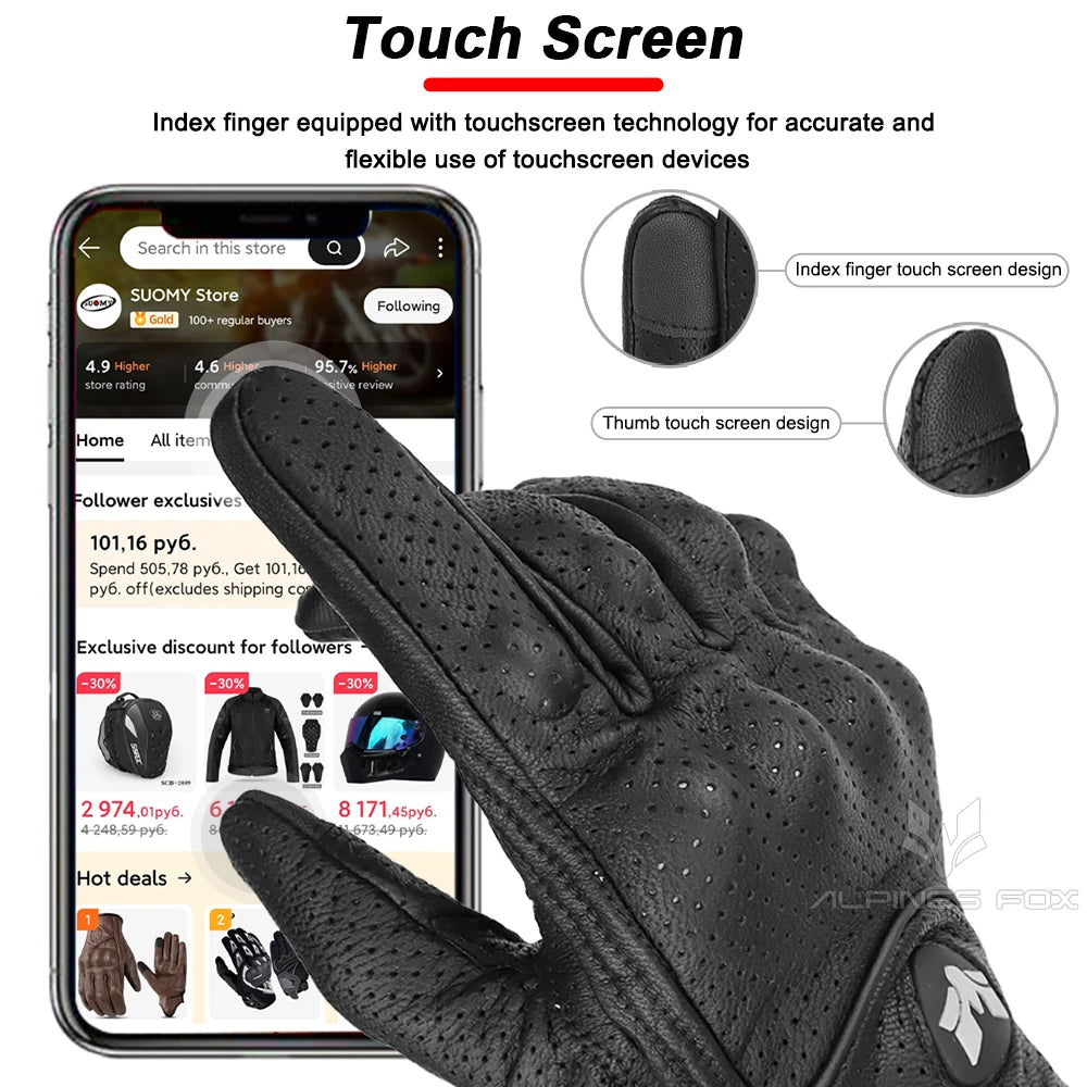 Touchscreen Vintage Motorcycle Gloves
