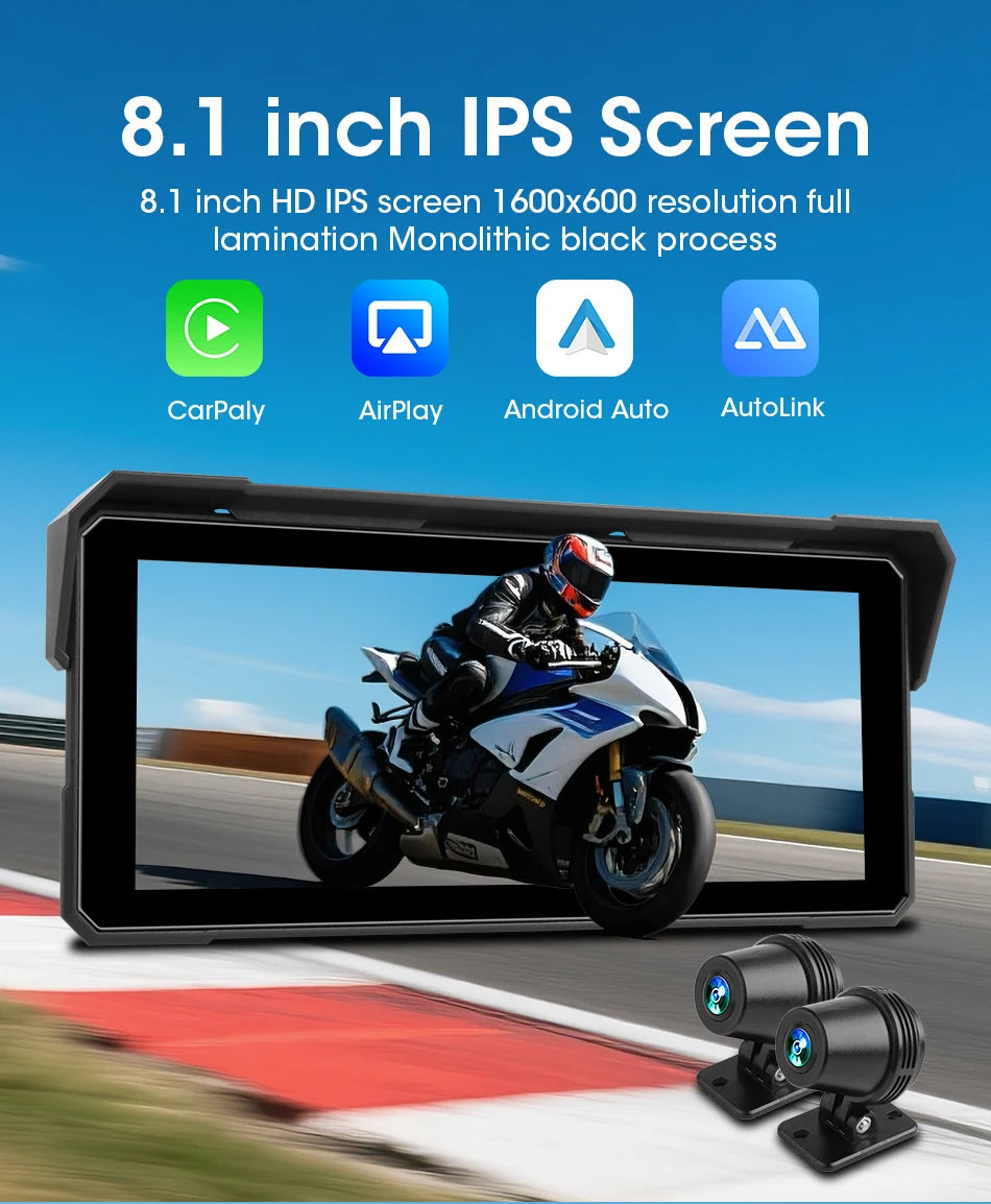 Jansite 8.1" Waterproof Motorcycle Monitor