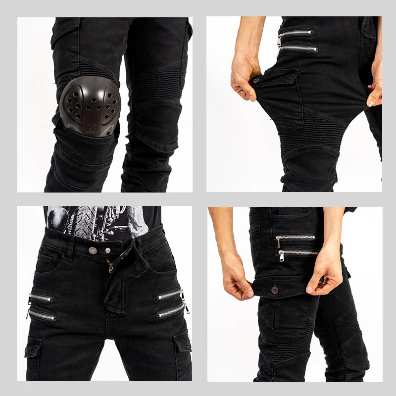 Double Zipper Metal Motocross Trousers for Men and Women