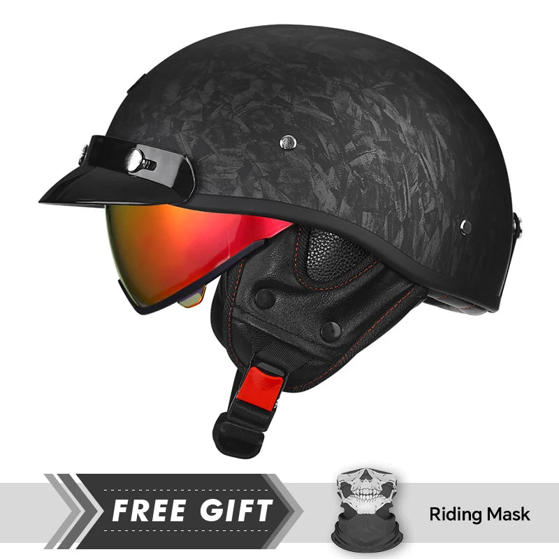 Retro Vintage Half Motorcycle Helmet for Chopper Bikers