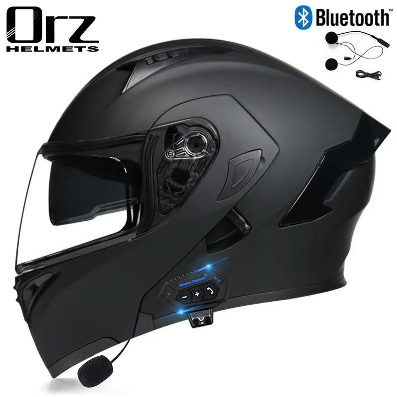 Fire Red Bluetooth Motocross Modular Motorcycle Helmet
