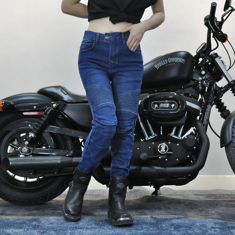 Women's Embroidery Motorcycle Pants