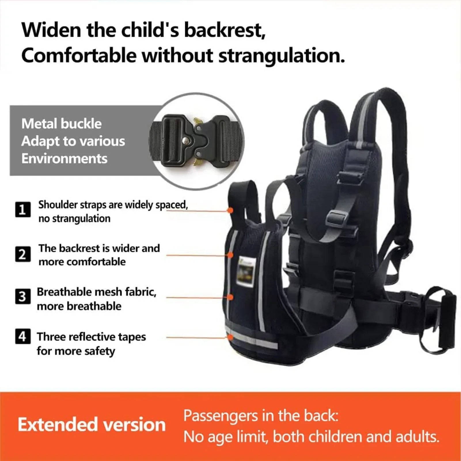 Children's Motorcycle Safety Harness with Anti-Drop Seat Belt