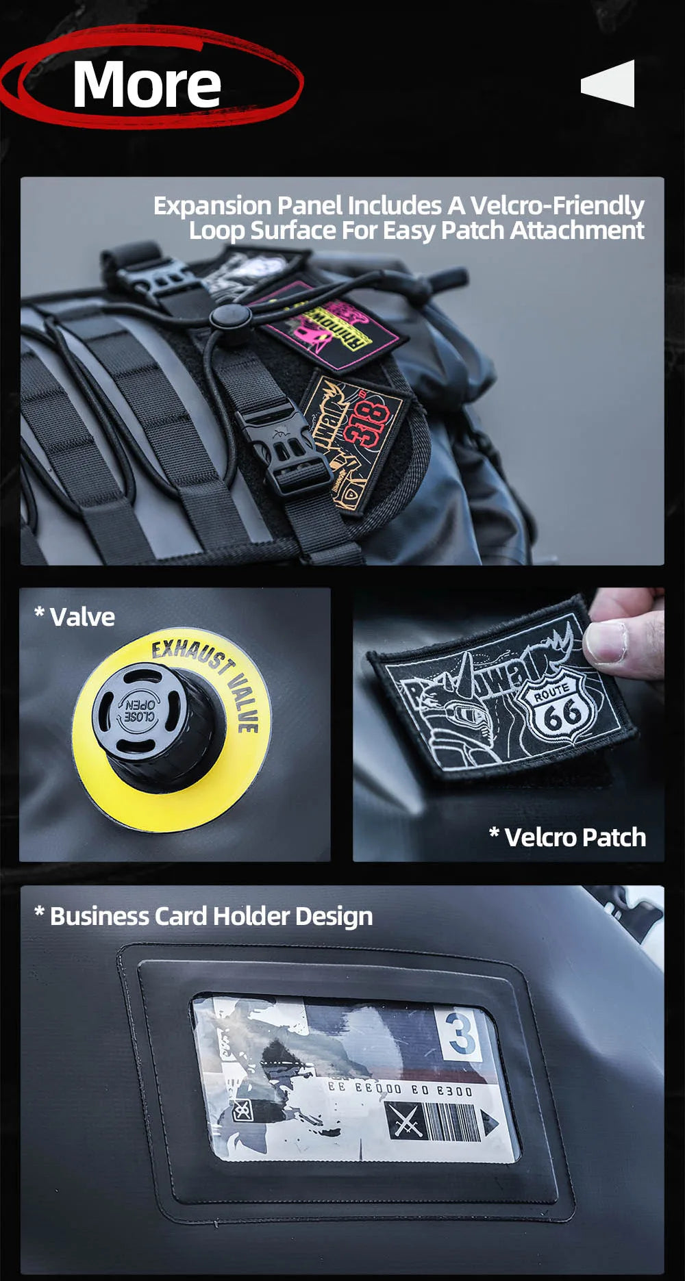 Waterproof Motorcycle Saddle Bag with MOLLE Expansion