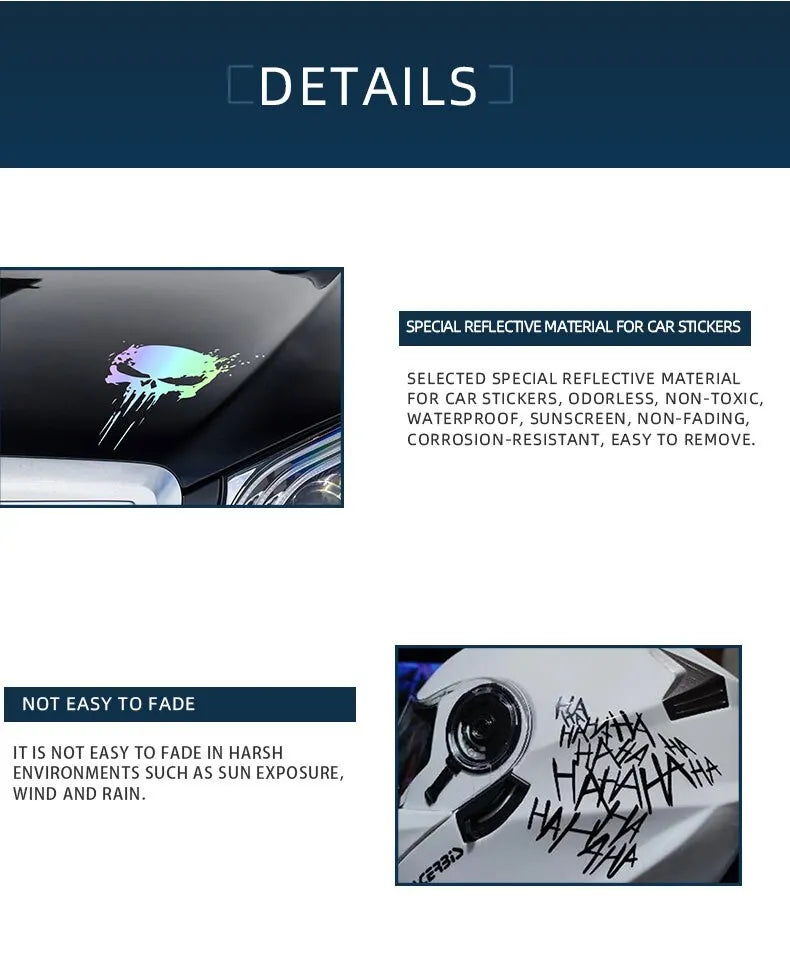 Reflective Black Skull Demon Claw Decal