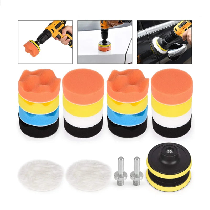 22-Piece Buffing Wool Pads Set for Car & Motorcycle Polishing