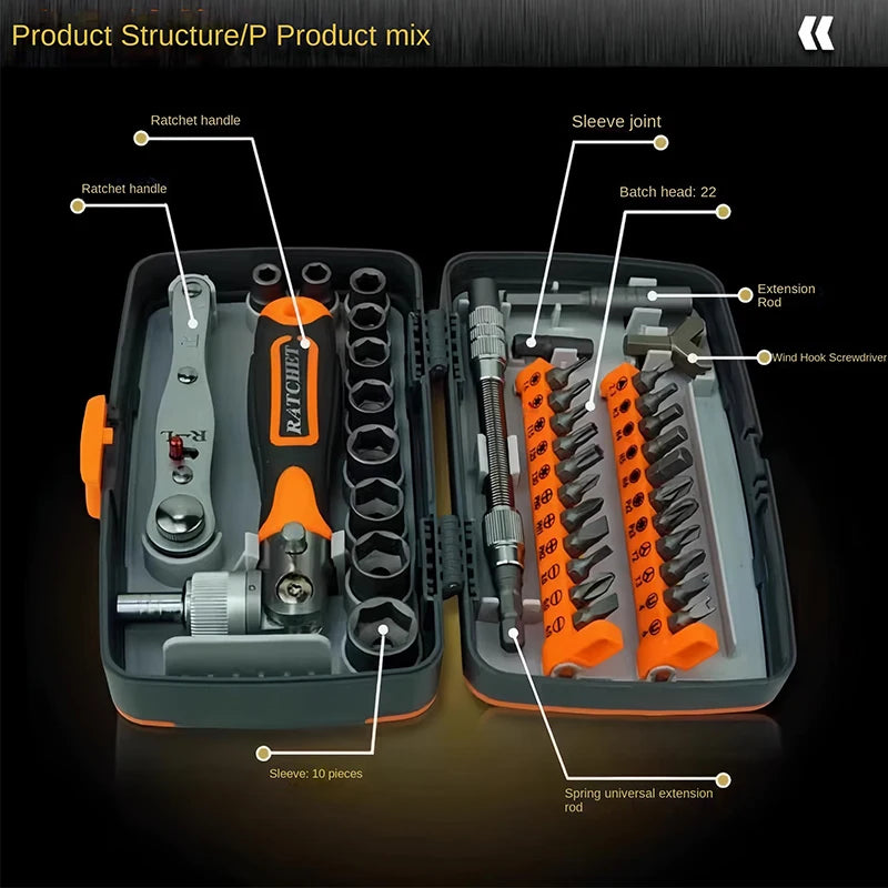 38-Piece Ratchet Screwdriver Sleeve Set