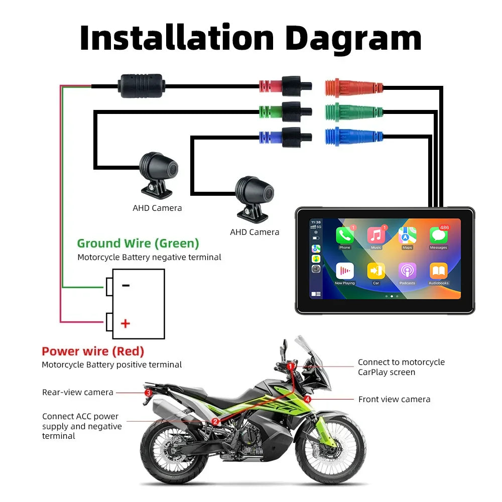 Wireless motorcycle GPS navigation screen motorcycle CarPlay Android Auto touch screen