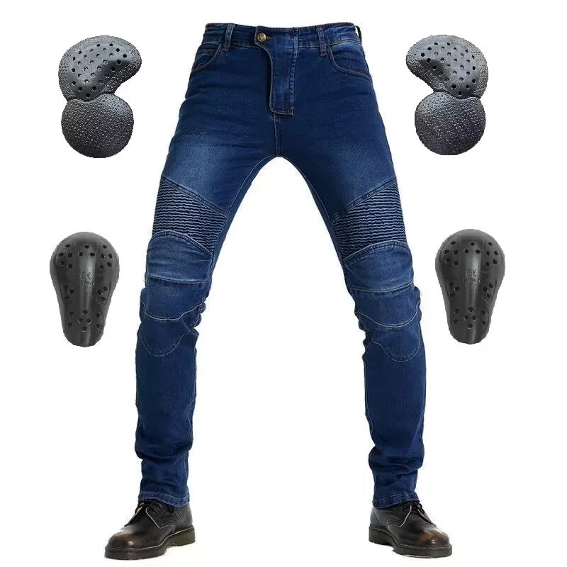Men's Embroidery Motorcycle Pants with Belt