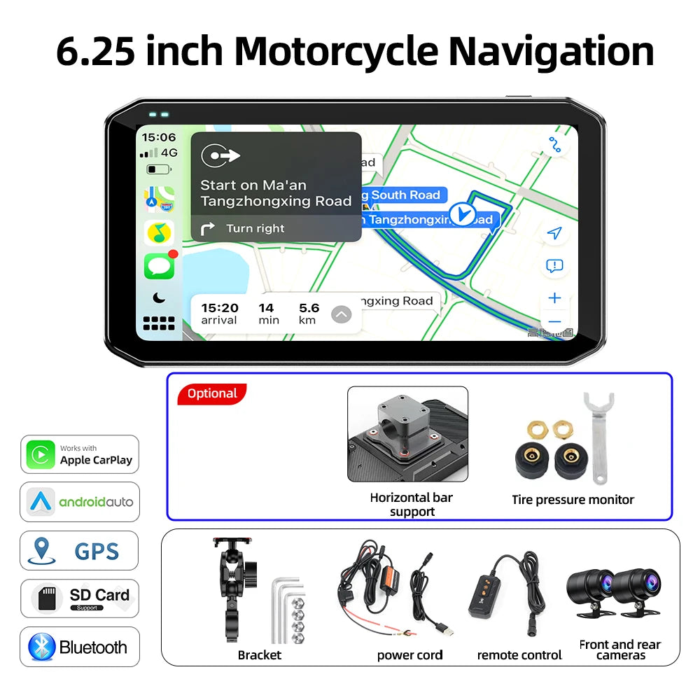 Universal Motorcycle Monitor with CarPlay & Android Auto