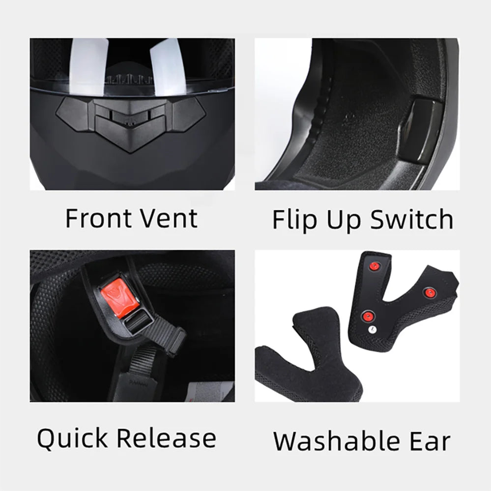 Dual Lens Flip-Up Modular Motorcycle Helmet