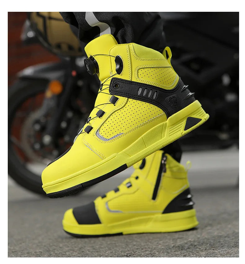 Men's Adventure Motorcycle Boots with Anti-Slip Soles