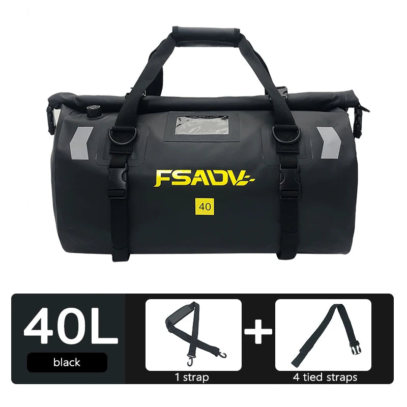 Waterproof Motorcycle Tail Bag - Carbon Black