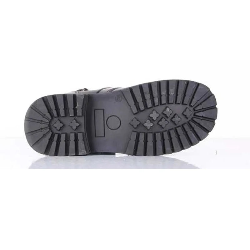 Men's Fashion Motorcycle Boots with Steel Toe - Black PU Leather