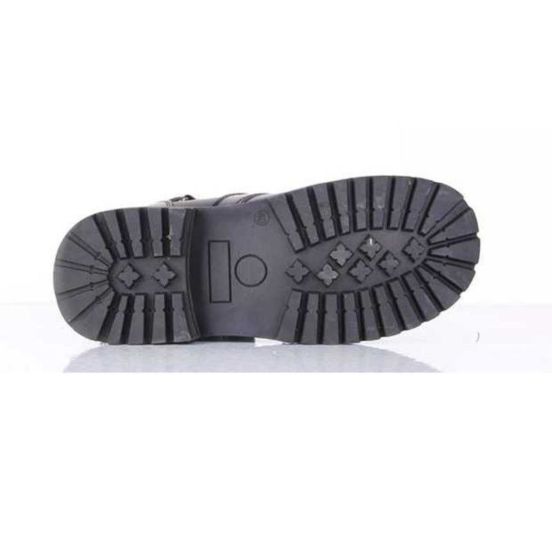 Men's Fashion Motorcycle Boots with Steel Toe - Black PU Leather