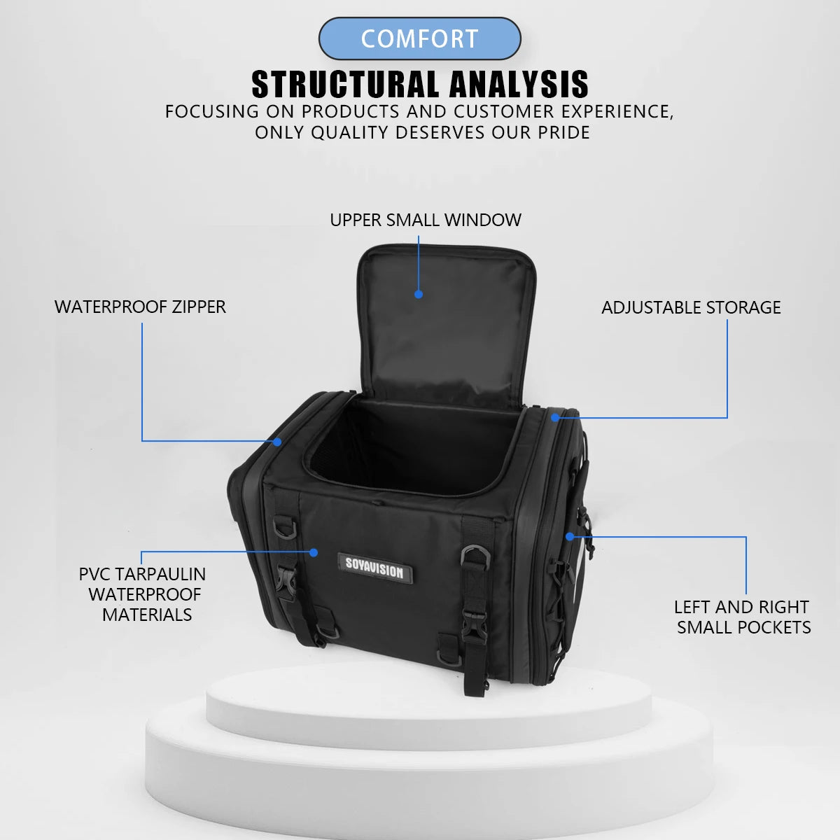 Waterproof Motorcycle Rear Seat Bag 35L-60L Luggage
