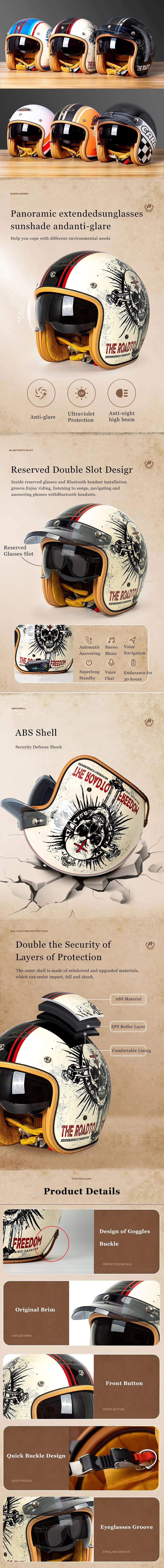Stylish Open Face Motorcycle Helmet for Men and Women