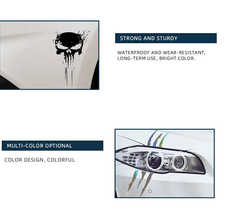 Reflective Black Skull Demon Claw Decal