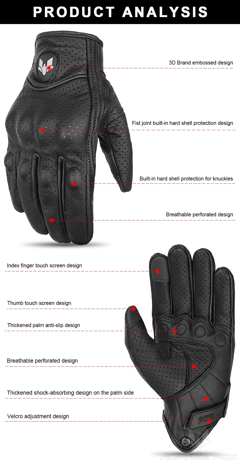 Touchscreen Vintage Motorcycle Gloves