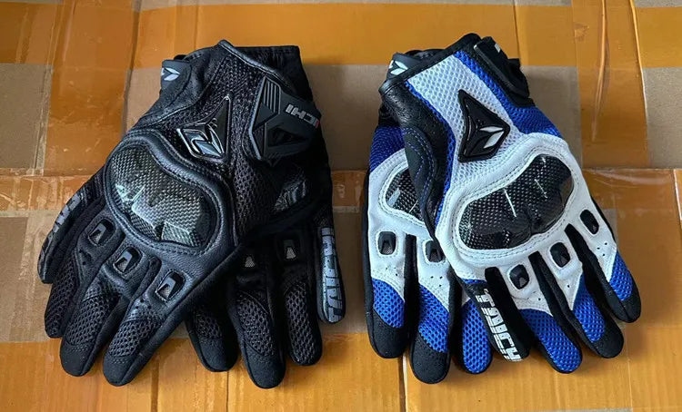 Racing Blue Leather Gloves