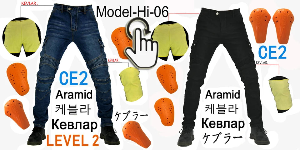 Aramid Fiber Motorcycle Pants for Men - Kevlar Moto Jeans