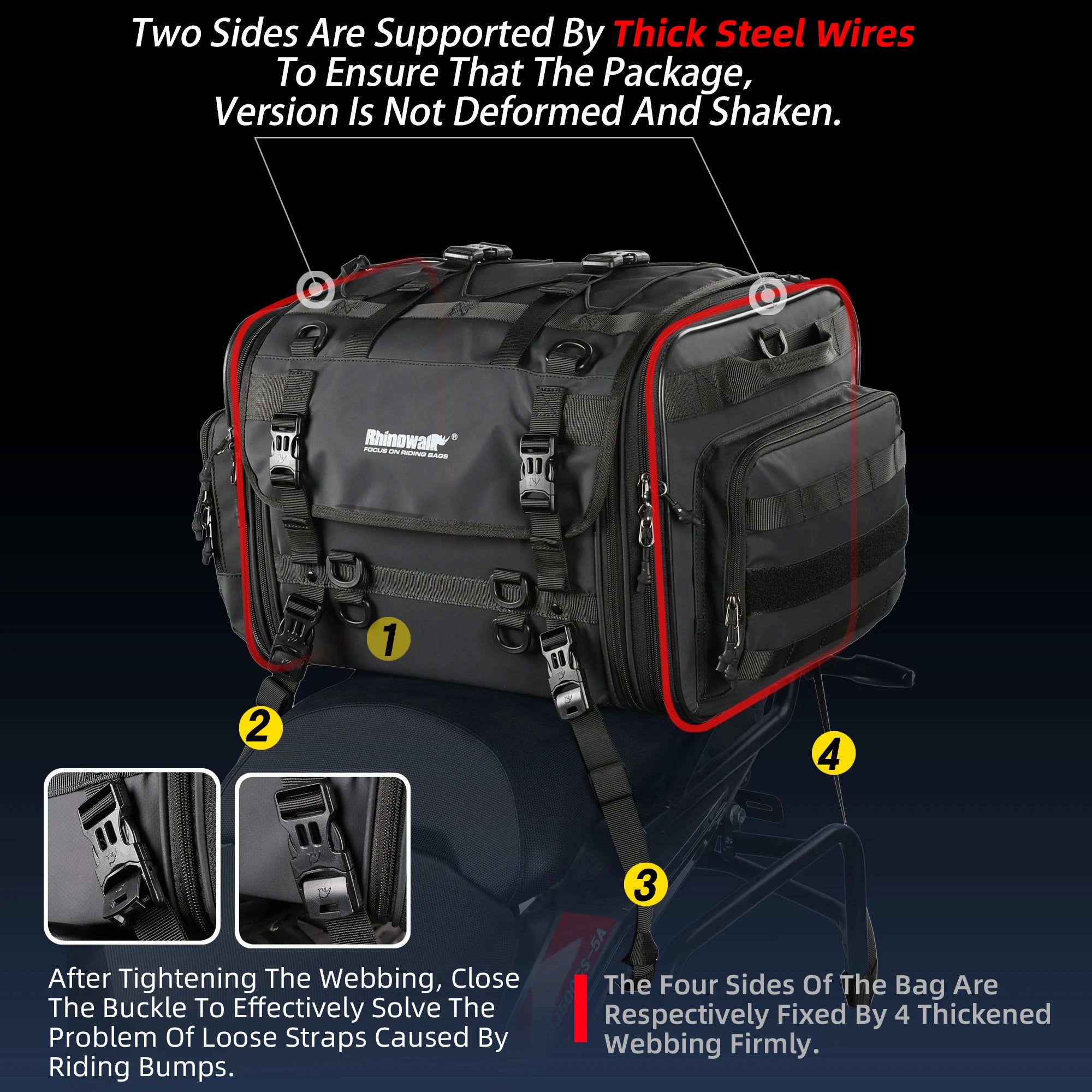 RhinoWalk Waterproof Motorcycle Travel Luggage Bag