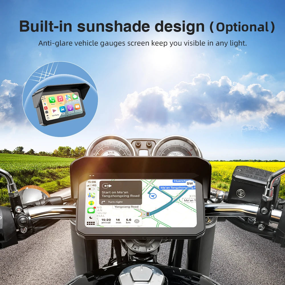 Universal Motorcycle Monitor with CarPlay & Android Auto