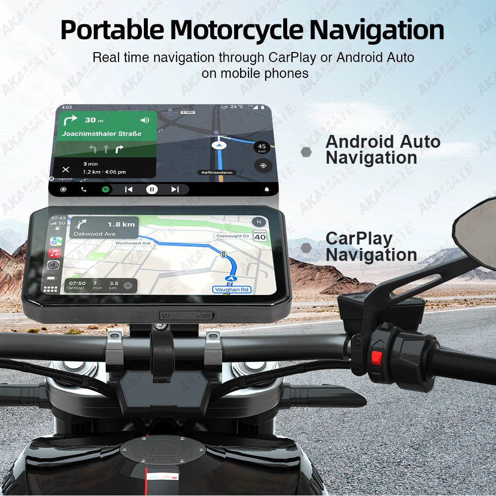 Universal Motorcycle Monitor with CarPlay & Android Auto