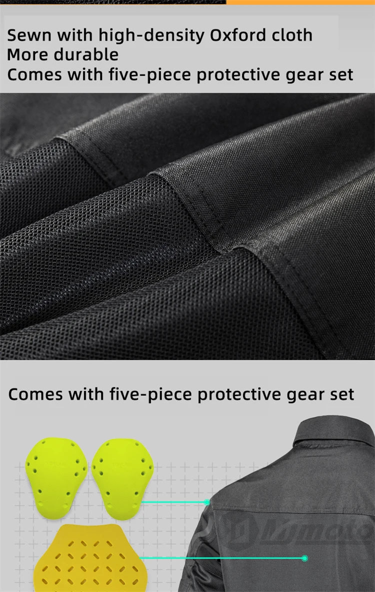VEMAR Men Motorcycle Jacket - Retro Black Summer Mesh Jacket with CE Armor