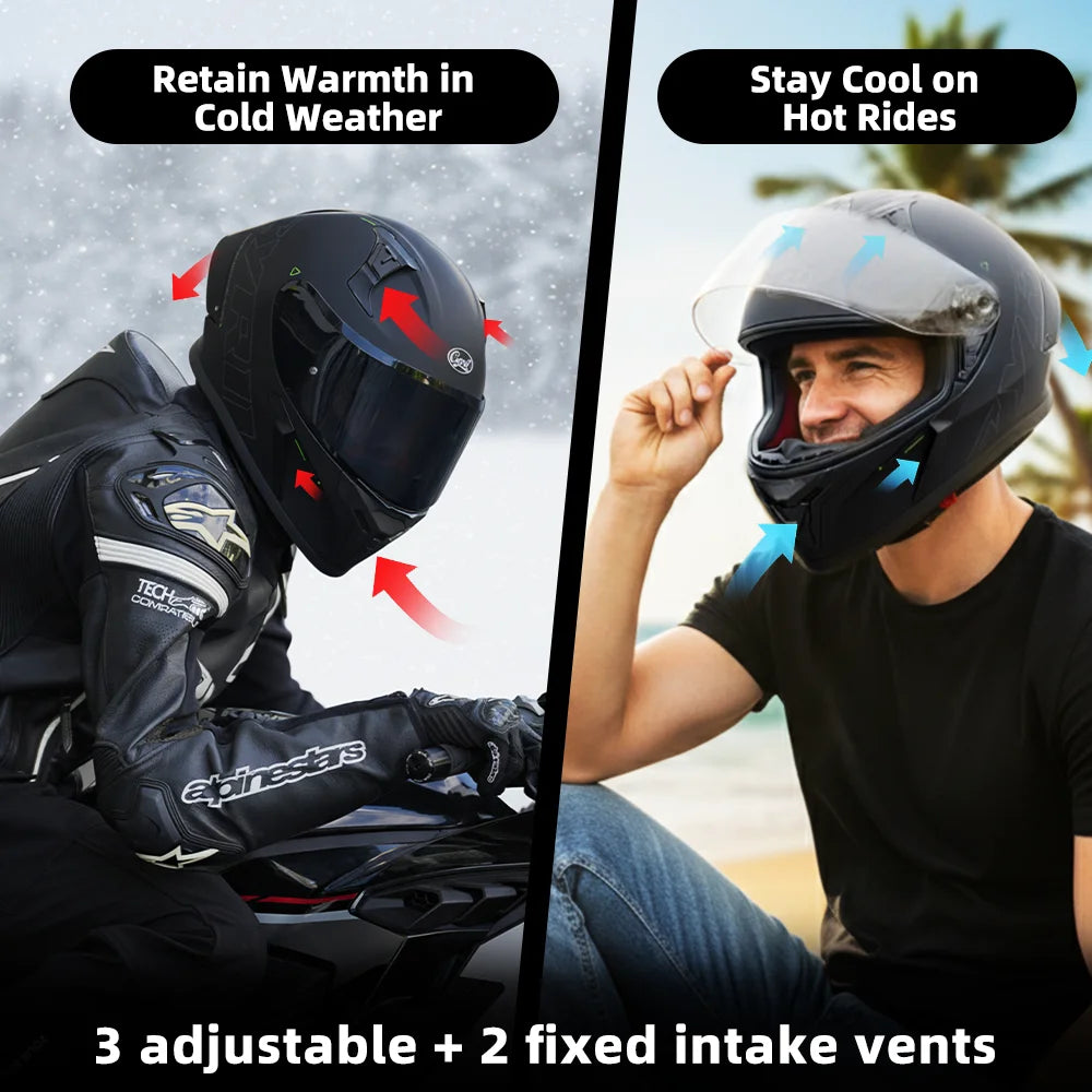Stylish Dual Certified Full Face Motorcycle Helmet